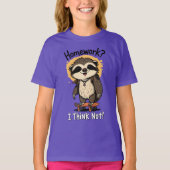Homework I Think Not Cool Sloth Skateboarding  Tシャツ (正面)