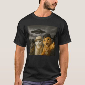 Homies おもしろい Cat Selfie UFOヒップホップ男性ラップの女性 Tシャツ