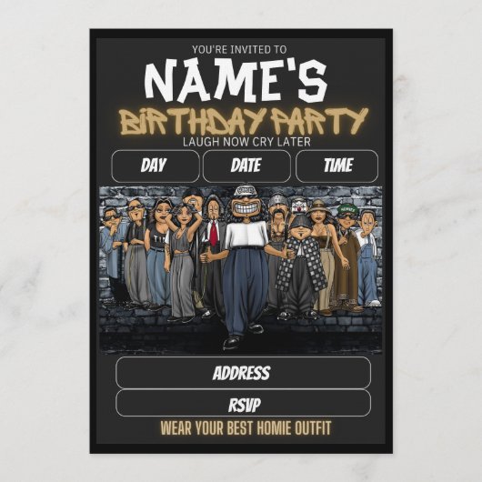 Homies Birthday Invitation, 90s nostalgia 招待状 (正面)
