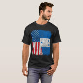 Honduran American Flag Half USA Honduras Root Prou Tシャツ (正面フル)