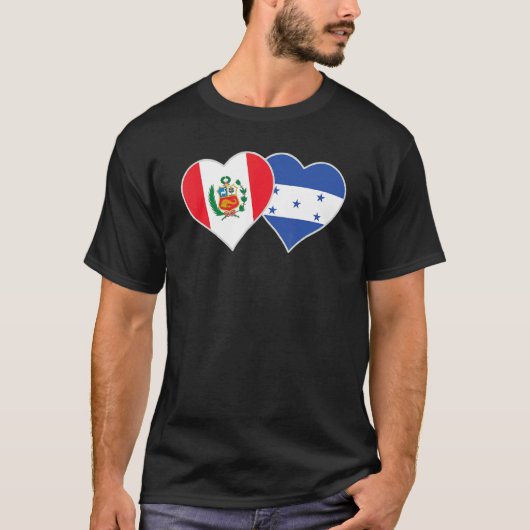 Honduran Peruvian Flag Love Honduras Peru Heart Tシャツ (正面)