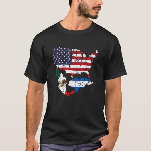 Honduras American Mexican Flag Tシャツ (正面)
