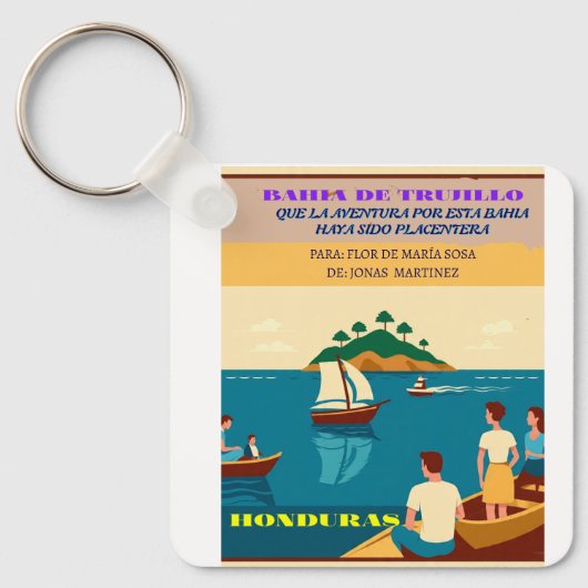  Honduras BAHIA DE TRUJILLO Retro poster キーホルダー (正面)