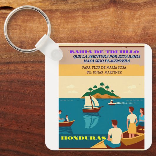  Honduras BAHIA DE TRUJILLO Retro poster キーホルダー (正面)