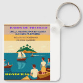  Honduras BAHIA DE TRUJILLO Retro poster キーホルダー (裏面)