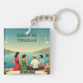 Honduras BAHIA DE TRUJILLO Retro poster キーホルダー (裏面)