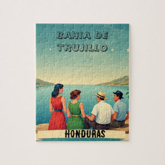 Honduras BAHIA DE TRUJILLO Retro poster ジグソーパズル