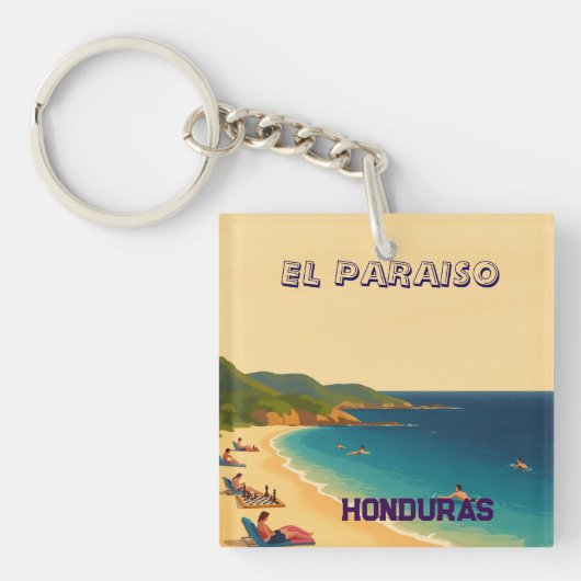  Honduras EL PARAISO Retro poster キーホルダー (正面)