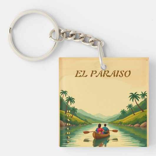 Honduras EL PARAISO Retro poster キーホルダー (正面)