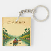 Honduras EL PARAISO Retro poster キーホルダー (裏面)