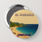 Honduras EL PARAISO Retro poster 缶バッジ (正面&裏面)