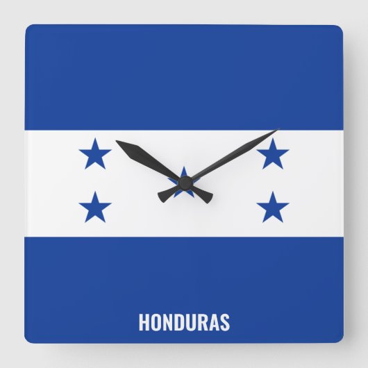 Honduras Flag Dazzling Patriotic スクエア壁時計 (正面)