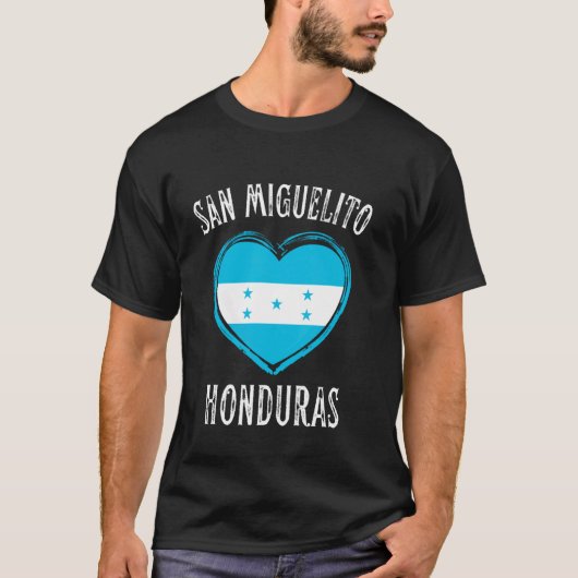 Honduras Flag Heart San Miguelito City Tシャツ (正面)