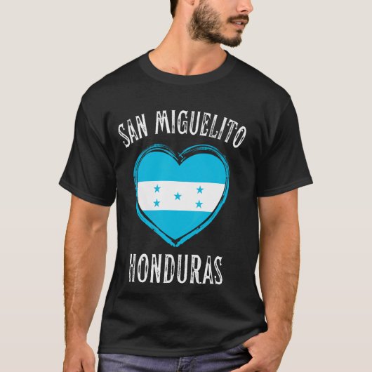 Honduras Flag Heart San Miguelito City Tシャツ (正面)