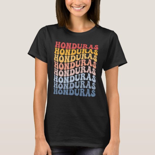 Honduras Groovy Retro Honduran Tシャツ (正面)