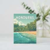 Honduras Illustration Travel Art Vintage ポストカード (スタンド正面)