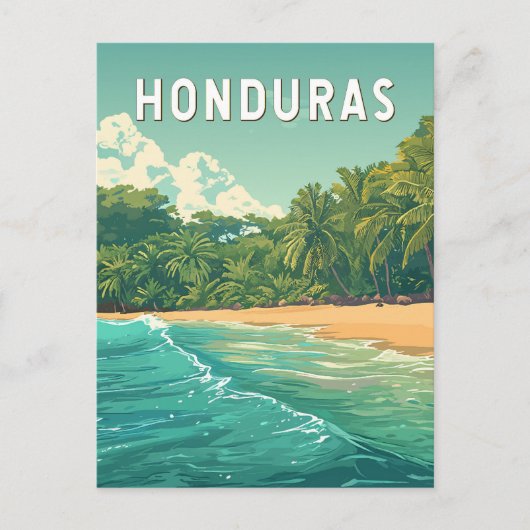 Honduras Illustration Travel Art Vintage ポストカード (正面)