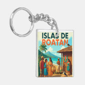  Honduras ISLAS DE ROATAN Retro poster キーホルダー (正面左)