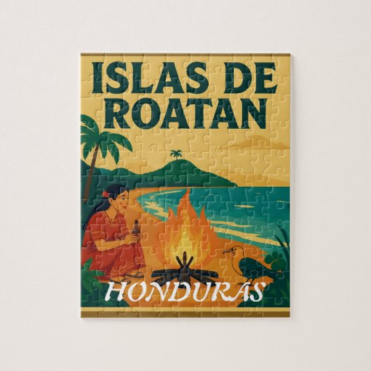  Honduras ISLAS DE ROATAN Retro poster ジグソーパズル (縦)