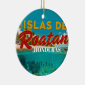  Honduras ISLAS DE ROATAN Retro poster セラミックオーナメント (右)