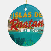  Honduras ISLAS DE ROATAN Retro poster セラミックオーナメント (左)