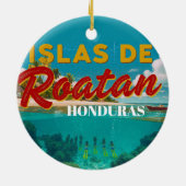  Honduras ISLAS DE ROATAN Retro poster セラミックオーナメント (裏面)