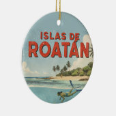 Honduras islas de roatan Retro poster セラミックオーナメント (右)