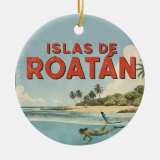 Honduras islas de roatan Retro poster セラミックオーナメント