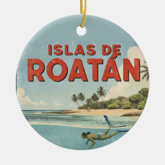Honduras islas de roatan Retro poster セラミックオーナメント (正面)