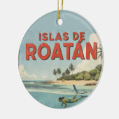 Honduras islas de roatan Retro poster セラミックオーナメント (左)