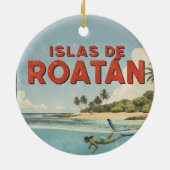 Honduras islas de roatan Retro poster セラミックオーナメント (裏面)