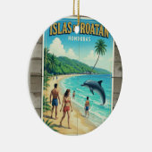 Honduras ISLAS DE ROATAN Retro poster セラミックオーナメント (右)