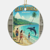 Honduras ISLAS DE ROATAN Retro poster セラミックオーナメント (左)