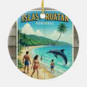 Honduras ISLAS DE ROATAN Retro poster セラミックオーナメント (裏面)