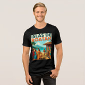 Honduras ISLAS DE ROATAN Retro poster トライブレンドTシャツ (正面全面)