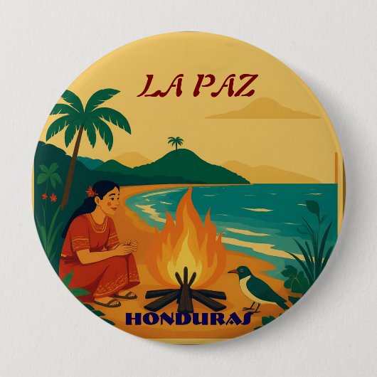 Honduras LA PAZ Retro poster 缶バッジ (正面)