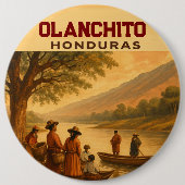  Honduras Olanchito Retro poster 缶バッジ (正面)