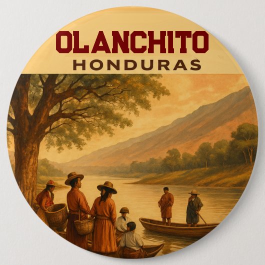  Honduras Olanchito Retro poster 缶バッジ (正面)