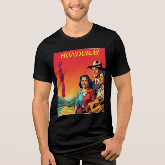  Honduras OLANCHO Retro poster トライブレンドＴシャツ (正面)