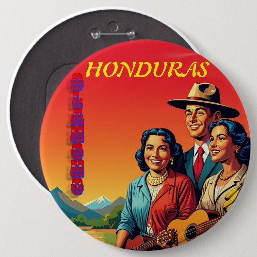  Honduras OLANCHO Retro poster 缶バッジ (正面&裏面)