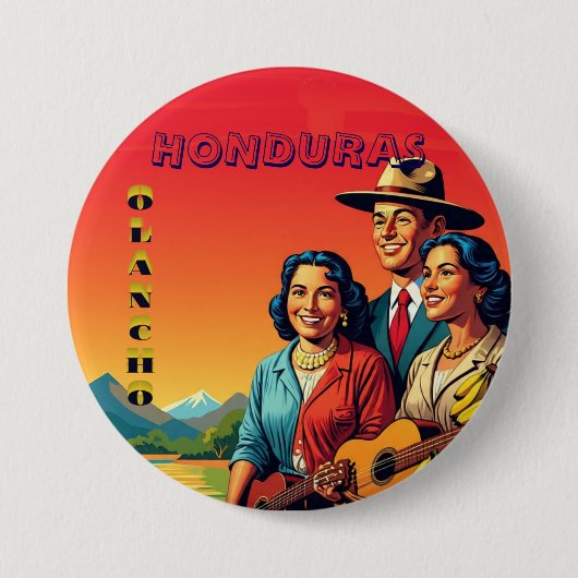  Honduras OLANCHO Retro poster 缶バッジ (正面)
