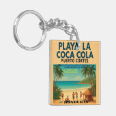 Honduras PLAYA LA COCA COLA, Retro poster キーホルダー (正面左)