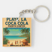 Honduras PLAYA LA COCA COLA, Retro poster キーホルダー (裏面)