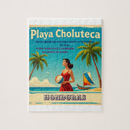  Honduras PLAYAS CHOLUTECA Retro poster ジグソーパズル