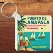  Honduras Puerto AMAPALA Retro poster キーホルダー (正面)