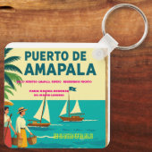  Honduras Puerto AMAPALA Retro poster キーホルダー (裏面)