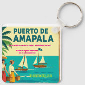  Honduras Puerto AMAPALA Retro poster キーホルダー (裏面)