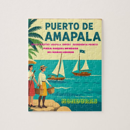  Honduras Puerto AMAPALA Retro poster ジグソーパズル (縦)
