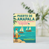  Honduras Puerto AMAPALA Retro poster ポストカード (スタンド正面)