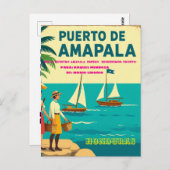  Honduras Puerto AMAPALA Retro poster ポストカード (正面/裏面)